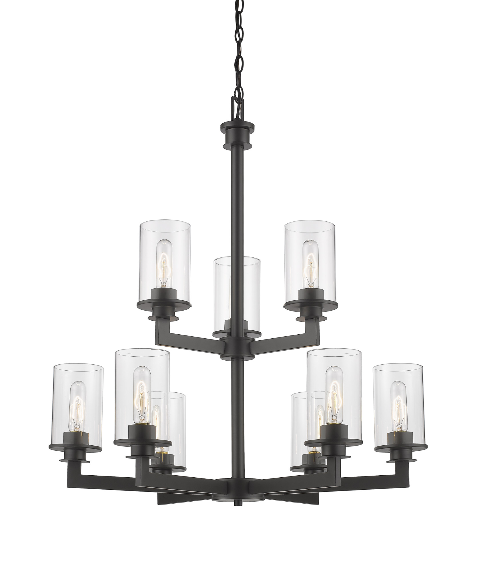 Photos - Chandelier / Lamp Savannah Z-Lite 462-9  9 Light 29" Wide Chandelier with Clear Glass Shades Bronze Indoor Lighting Chandeliers 462-9BRZ 