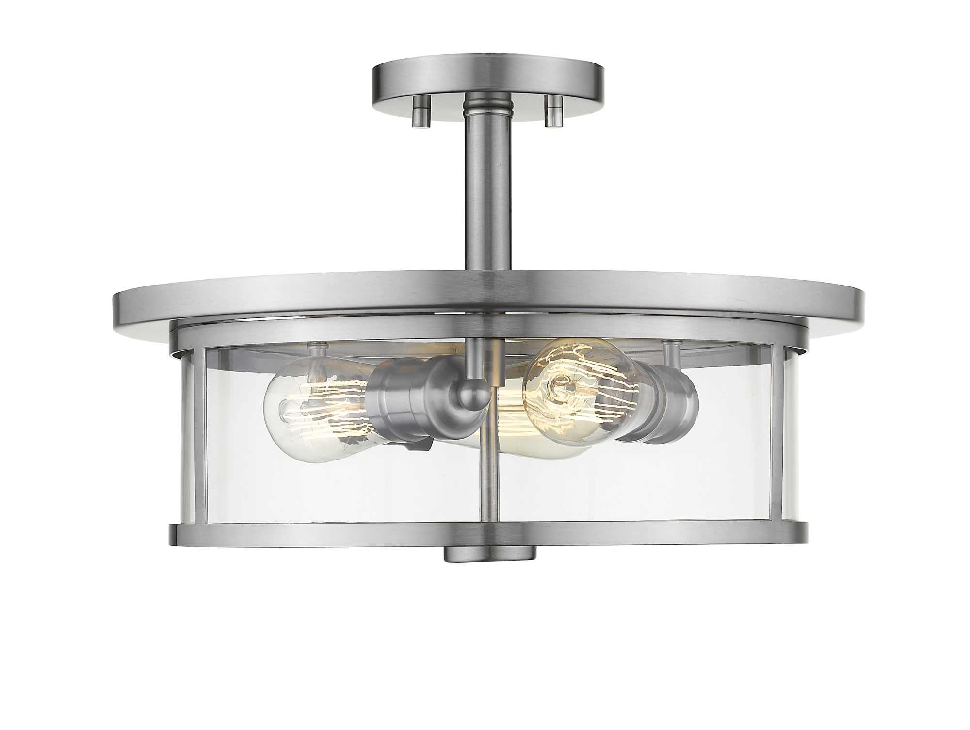 Photos - Chandelier / Lamp Savannah Z-Lite 462SF16  3 Light 16" Wide Semi-Flush Drum Ceiling Fixture with a Clear Glass Shade Brushed Nickel Indoor Ligh 