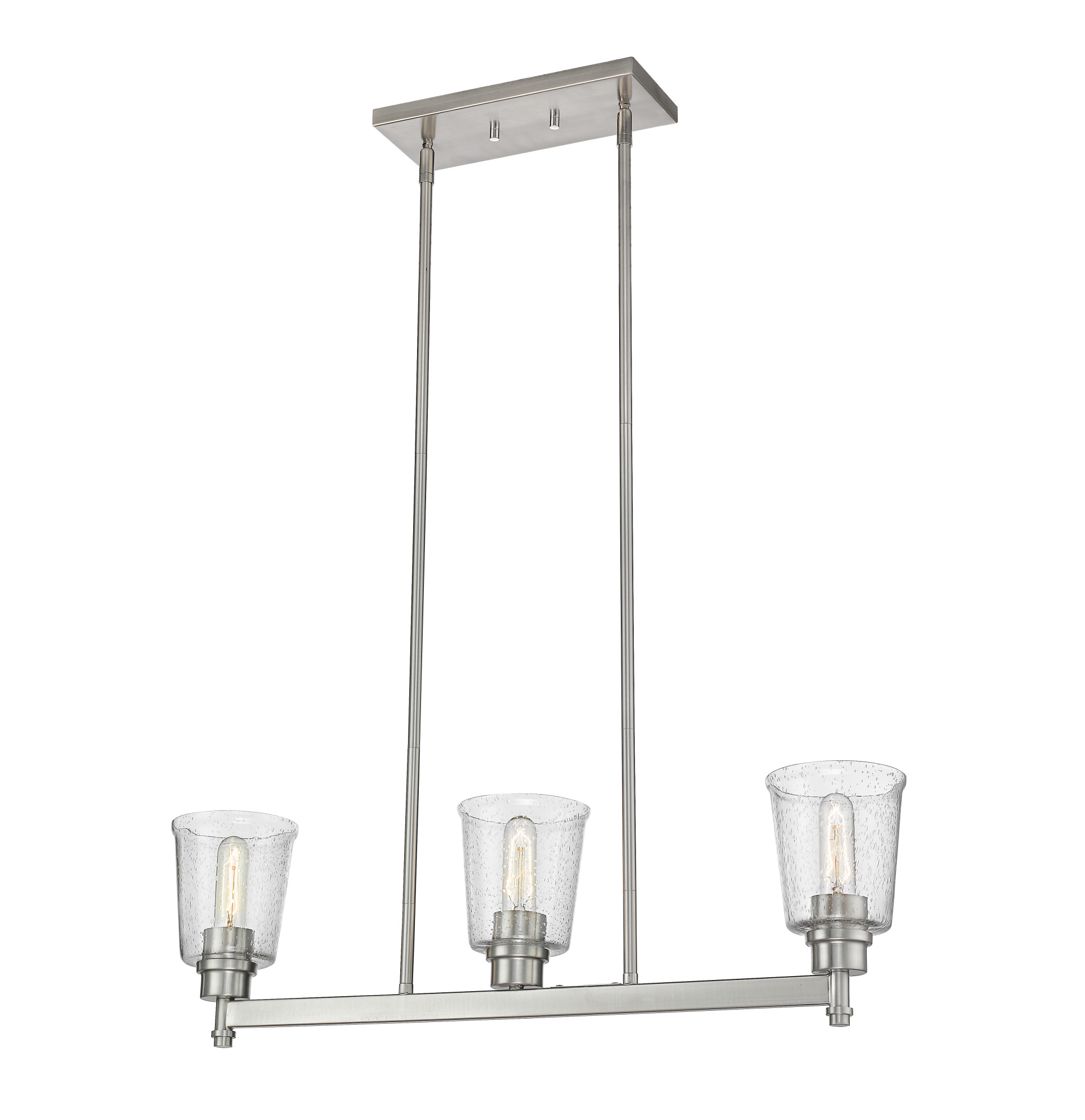 Photos - Chandelier / Lamp BOHIN Z-Lite 464-3L  3 Light 30" Wide Linear Chandelier with Clear Seedy Glass Shades Brushed Nickel Indoor Lighting Chandeli 