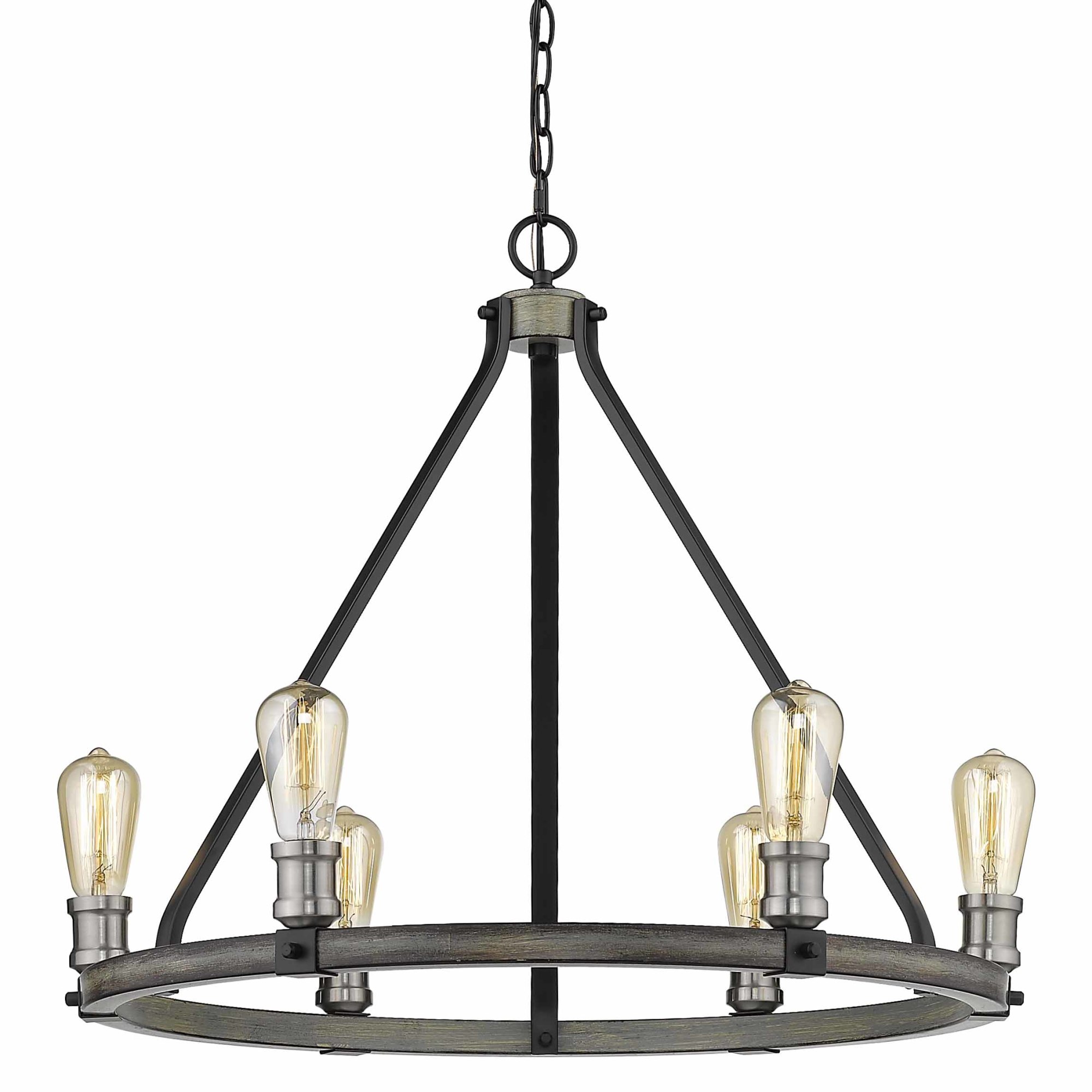 Photos - Chandelier / Lamp Kirkland Z-Lite 472-6  6 Light 25" Wide Faux Wood Ring Chandelier Ashen Barnboard Indoor Lighting Chandeliers 472-6ABB 