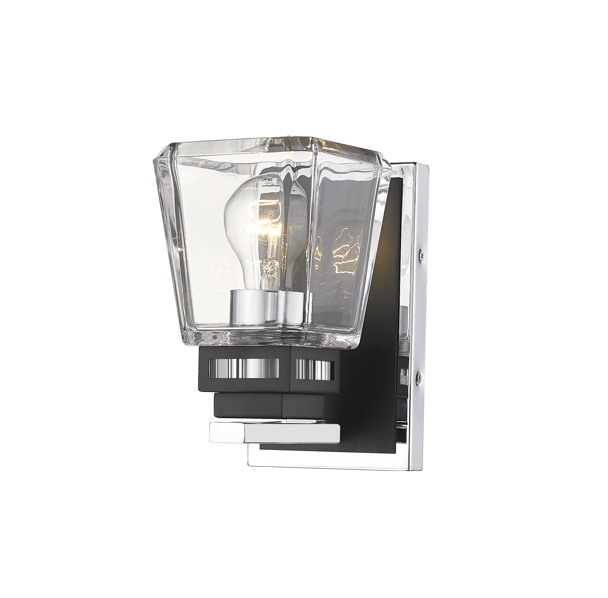 Photos - Chandelier / Lamp Jackson Z-Lite 474-1S  8" Tall Bathroom Sconce Chrome / Matte Black Indoor Lighting Bathroom Fixtures Bathroom Sconce 474-1S 