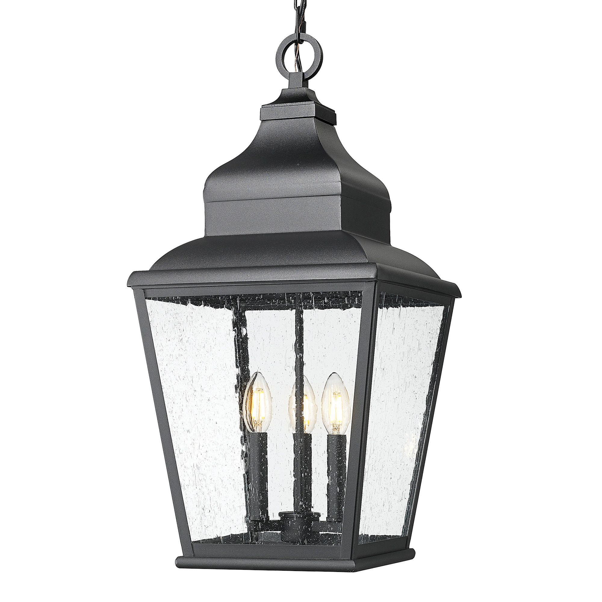 Photos - Floodlight / Street Light Raphael Z-Lite 5029CHB  3 Light 12" Wide Outdoor Taper Candle Pendant Sand Black Outdoor Lighting Pendants 5029CHB-BK 