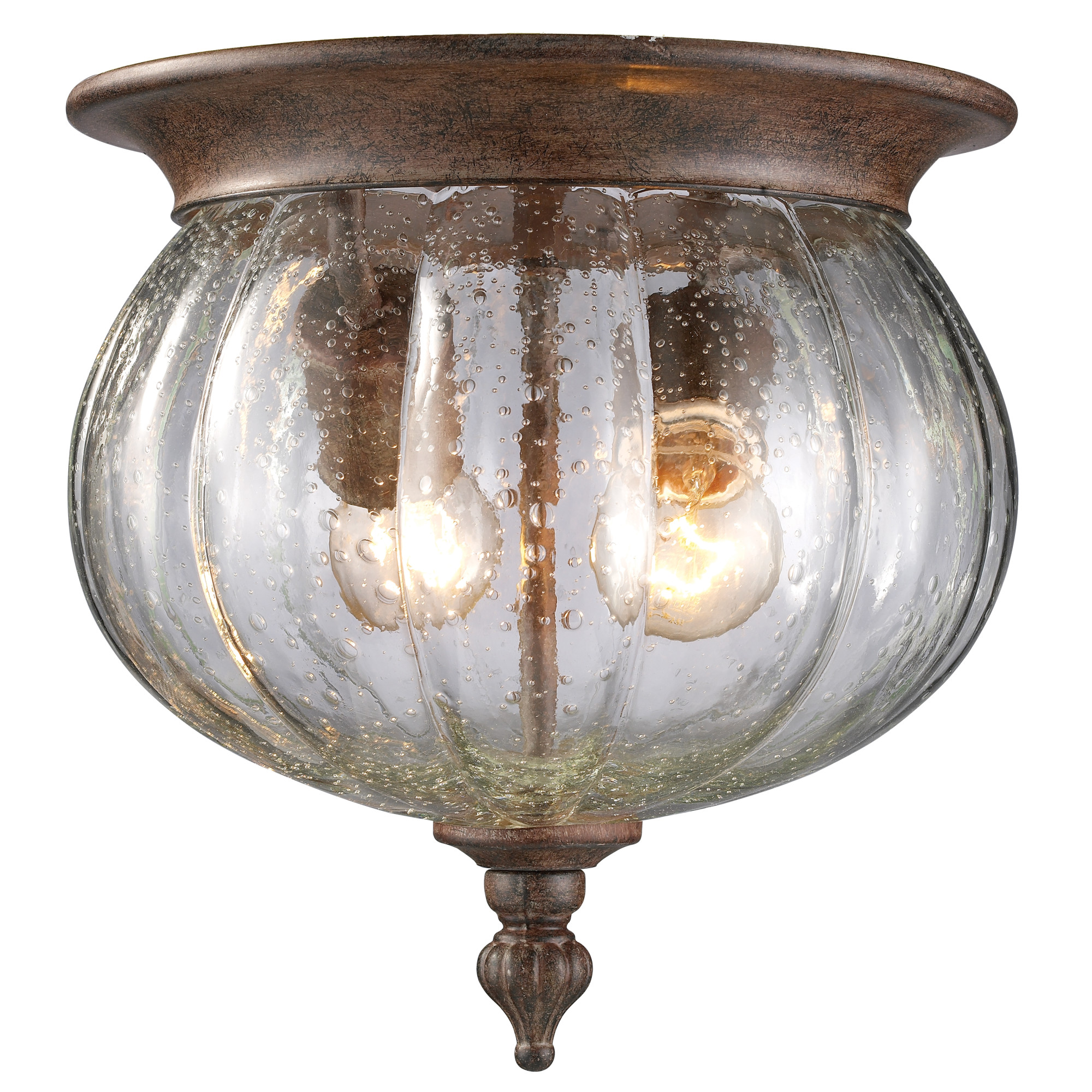 Photos - Floodlight / Street Light Belmont Z-Lite 516F  2 Light Outdoor Flushmount Ceiling Fixture with Clear Seedy Shade Weathered Bronze Outdoor Lighting Ceil 