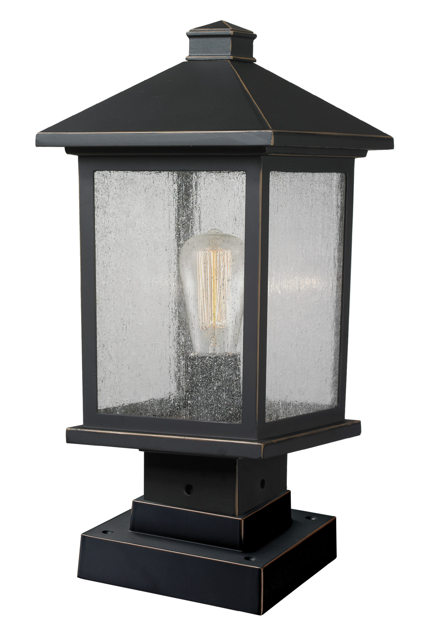 Photos - Floodlight / Street Light Bronze Gym Z-Lite 531PHMS-SQPM Portland 17" Tall Marine Grade 1 Light Outdoor Lantern Pier Mount Light Oil Rubbed Bronze Outdoor Lighti 