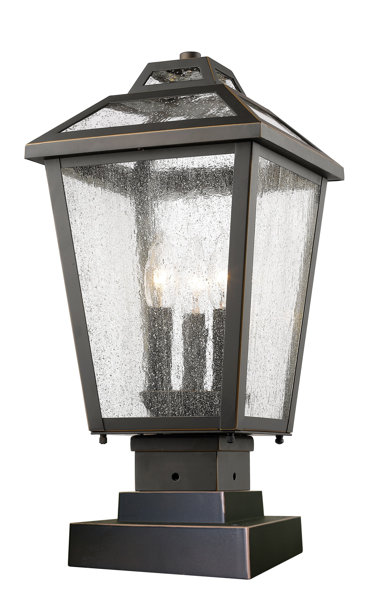 Photos - Floodlight / Street Light Bronze Gym Z-Lite 539PHMS-SQPM Bayland 3 Light Outdoor Pier Mount Light Oil Rubbed Bronze Outdoor Lighting Post Lights Pier Mount Post 