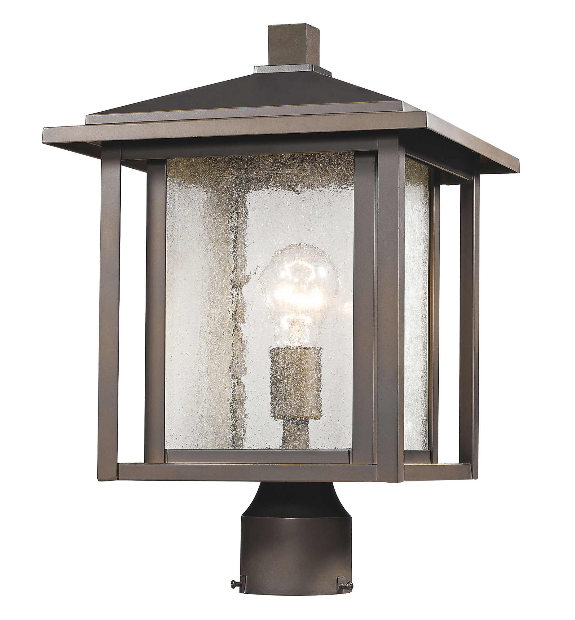 Photos - Floodlight / Street Light Z-Lite 554PHB Aspen Single Light 16" Tall Outdoor Post Light with Seedy Glass Shade Oil Rubbed Bronze Outdoor Lighting Post