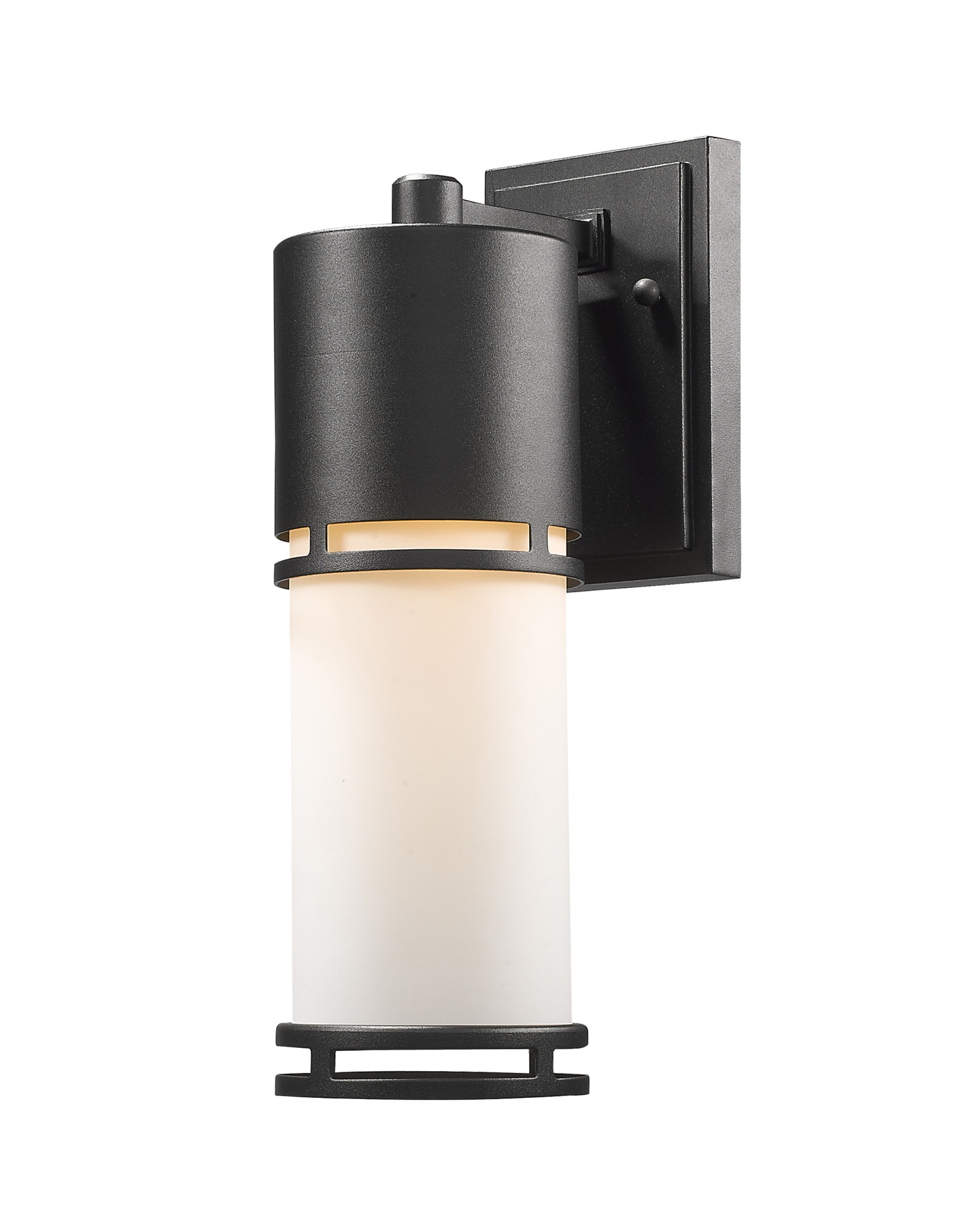 Photos - Floodlight / Street Light Z-Lite 560M-BK-LED Luminata 14" Tall LED Cylinder Wall Sconce with Matte Opal Glass - 2700K Black Outdoor Lighting Wall Scon