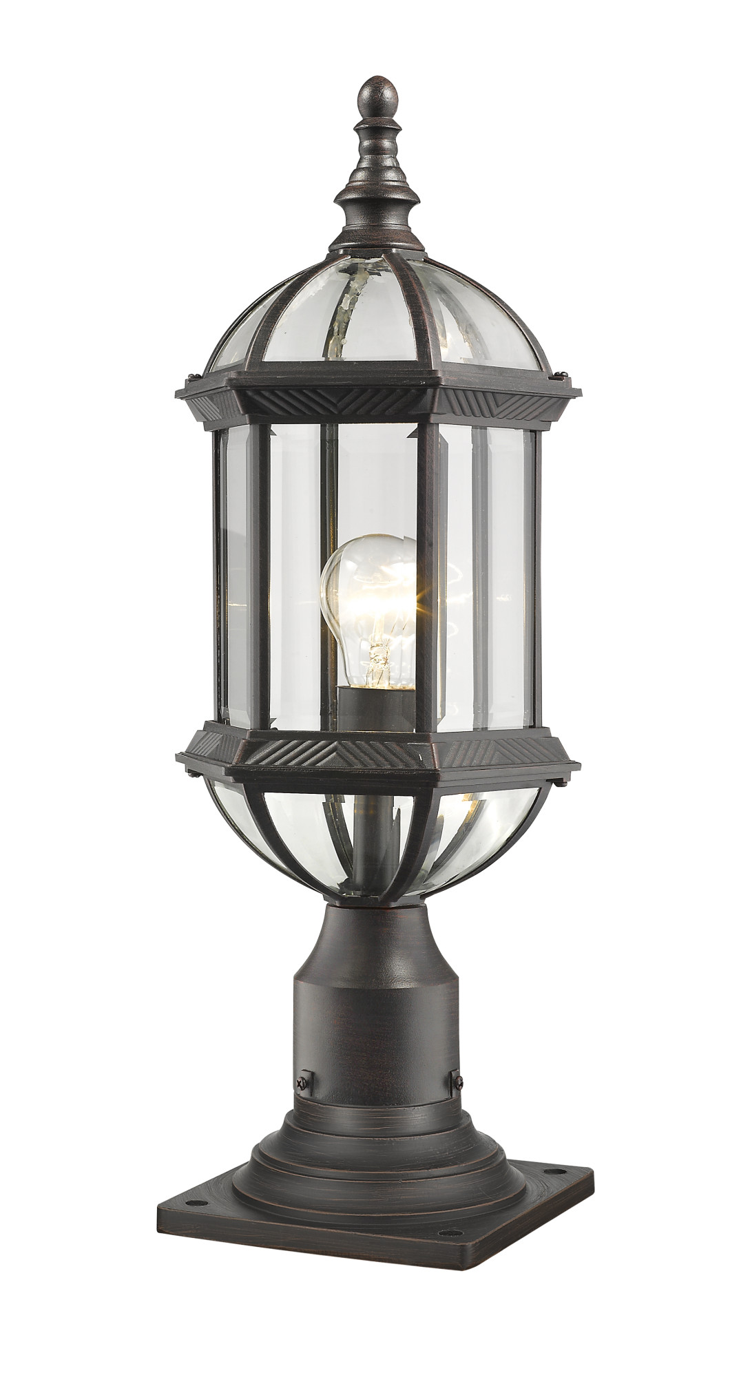 Photos - Floodlight / Street Light Clear Z-Lite 563PHM-533PM Annex Single Light 22" Tall Outdoor Pier Mount Post Light with  Beveled Glass Panels Rust Outdoor L 