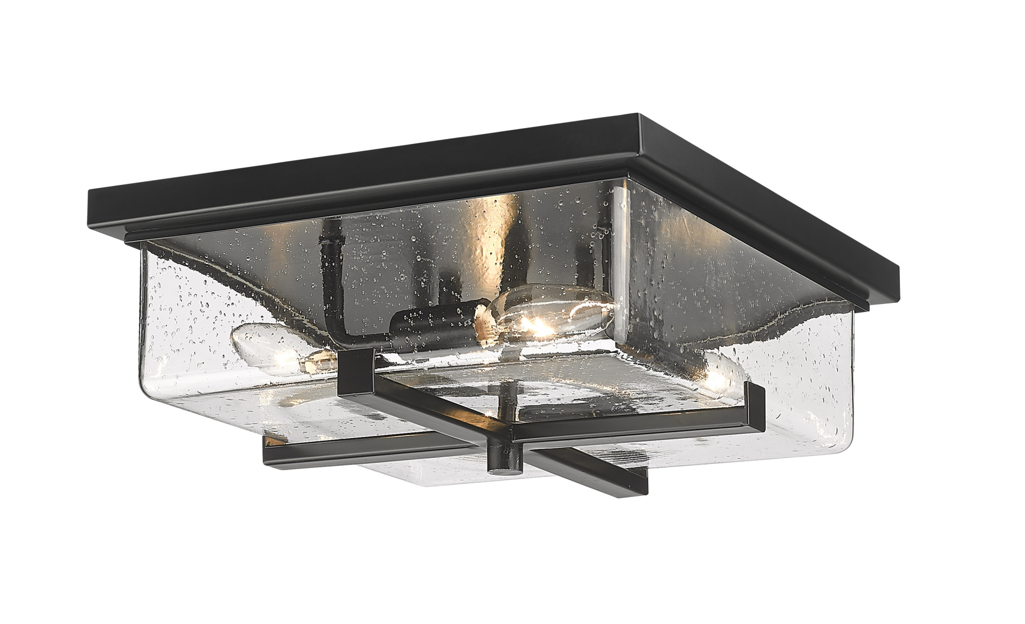 Photos - Floodlight / Street Light SANA Z-Lite 592F  4 Light 12" Wide Outdoor Flush Mount Square Ceiling Fixture Black Outdoor Lighting Ceiling Fixtures Flush M 