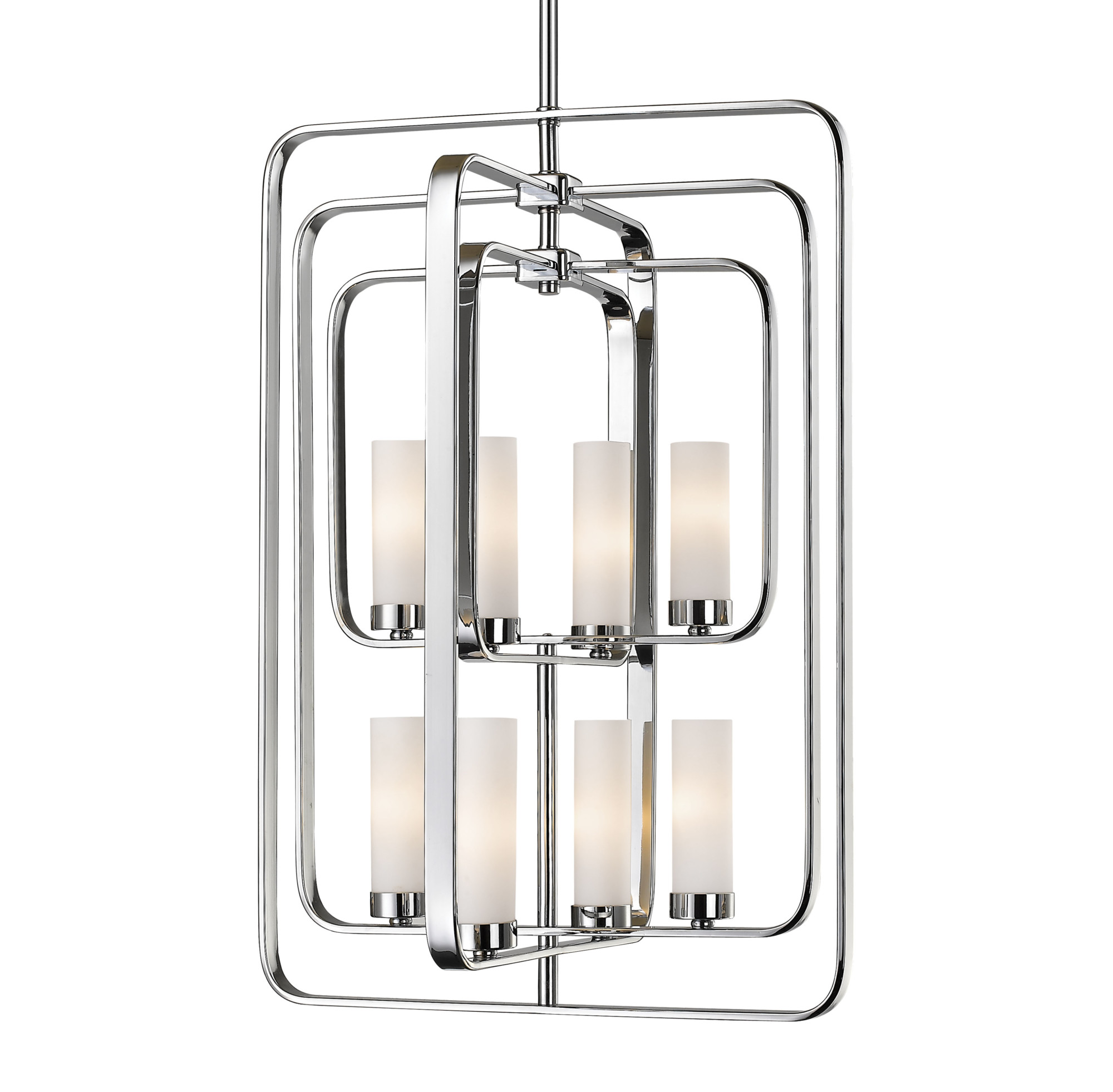 Photos - Chandelier / Lamp Wide Z-Lite 6000-8B Aideen 8 Light 19"  2 Tier Shaded Chandelier with Frosted Glass Shade Chrome Indoor Lighting Chandeliers 