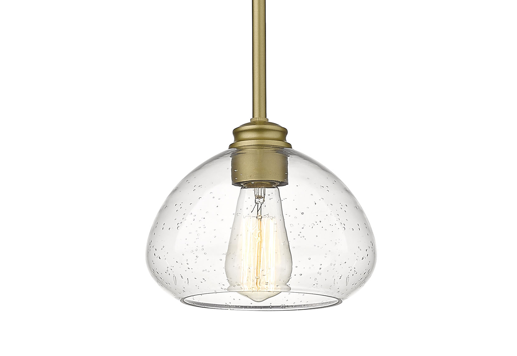 Photos - Chandelier / Lamp Z-Lite 722MP Amon 8" Wide Pendant with Clear Seedy Glass Satin Gold Indoor Lighting Pendants 722MP-SG