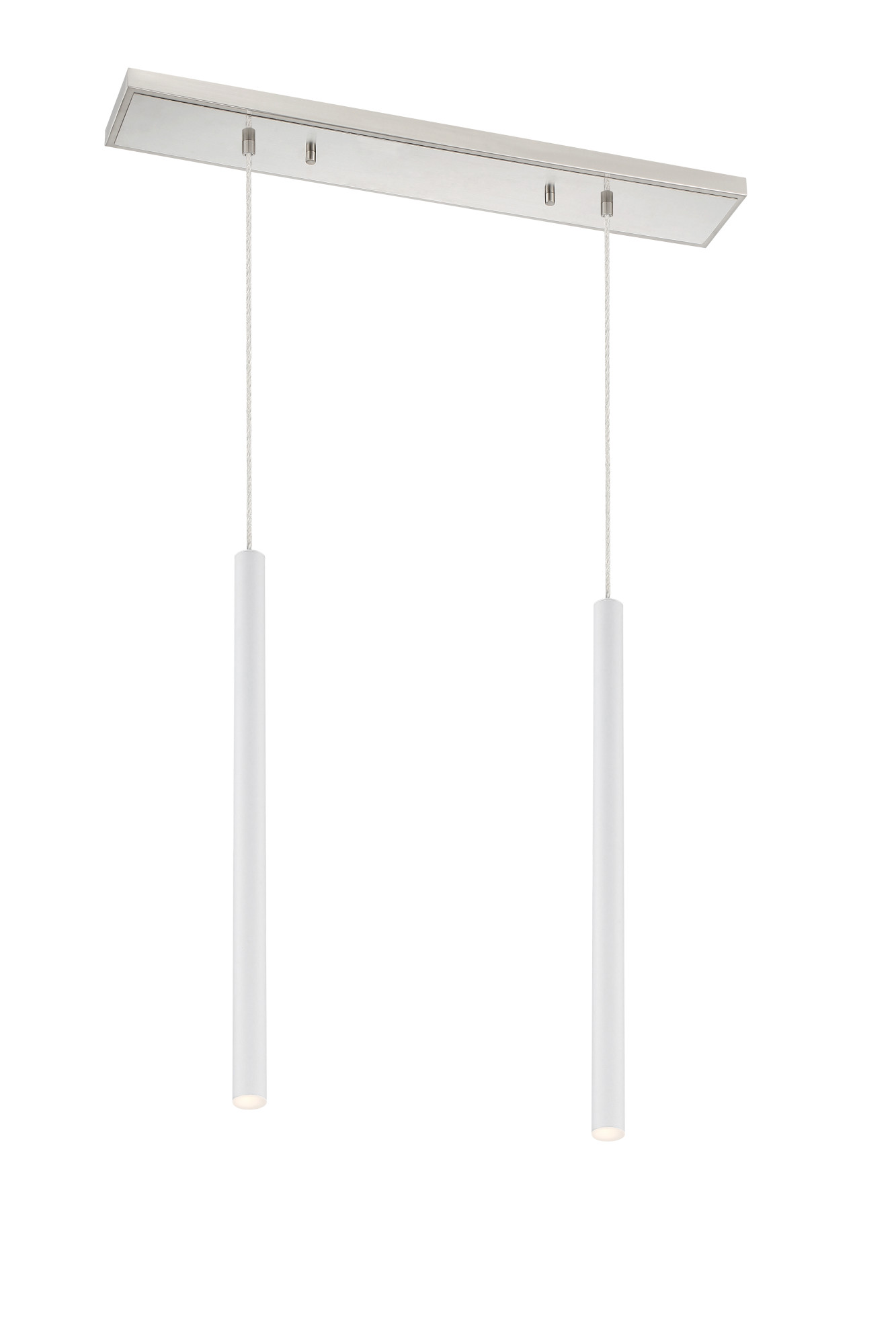 Z-Lite 917MP24-LED-2L Forest 2 Light 30" Wide LED Linear Pendant with 24" Pendants Brushed Nickel / White Indoor Lighting Pendants