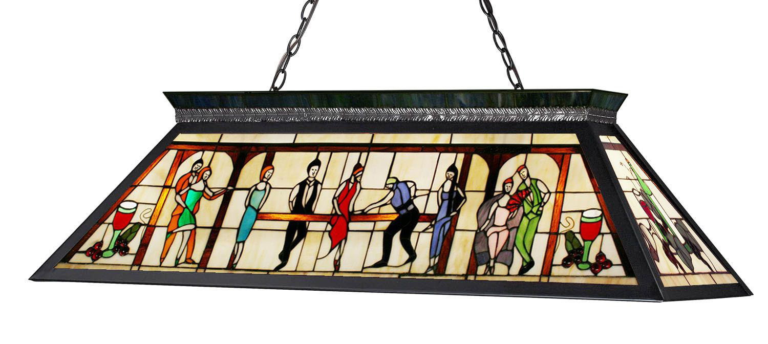 Photos - Chandelier / Lamp Tiffany Z-Lite KD28  43-3/4" Wide 4 Light Chandelier with Multi-Colored  Glass Shade Matte Black Indoor Lighting Chand 