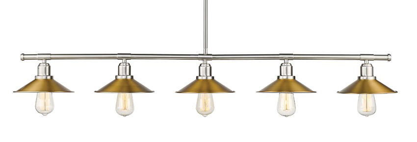Photos - Chandelier / Lamp Casa Z-Lite 613-5L  5 Light 51.5" Wide Linear Chandelier Brushed Nickel / Factory Brass Indoor Lighting Chandeliers 613-5L-BN 