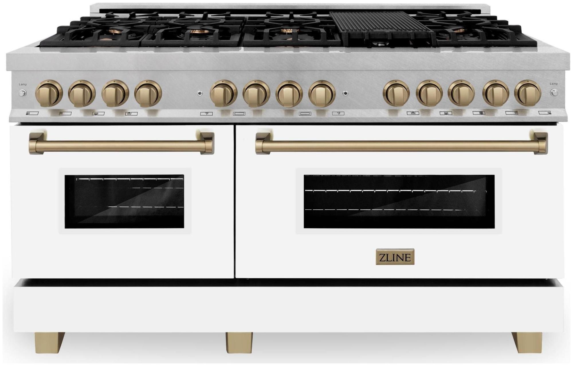 Photos - Cooker Zline RASZ-WM-60-CB Autograph Edition 60 Inch Wide 7.4 Cu. Ft. Free Standing Fingerprint Resistant Dual Fuel Range with Bras