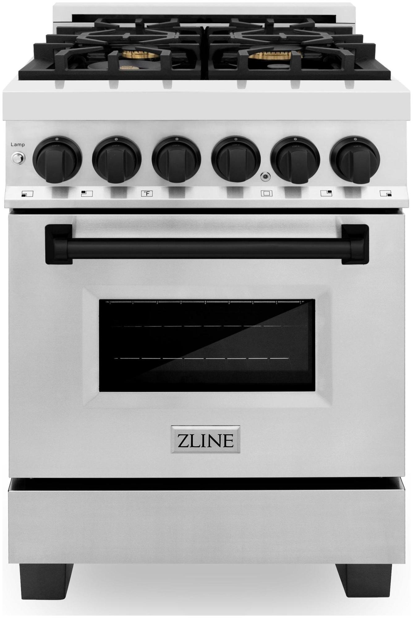 Photos - Cooker Zline RAZ-24-MB Autograph Edition 24 Inch Wide 2.8 Cu. Ft. Free Standing Dual Fuel Range with Brass Burners and Matte Black