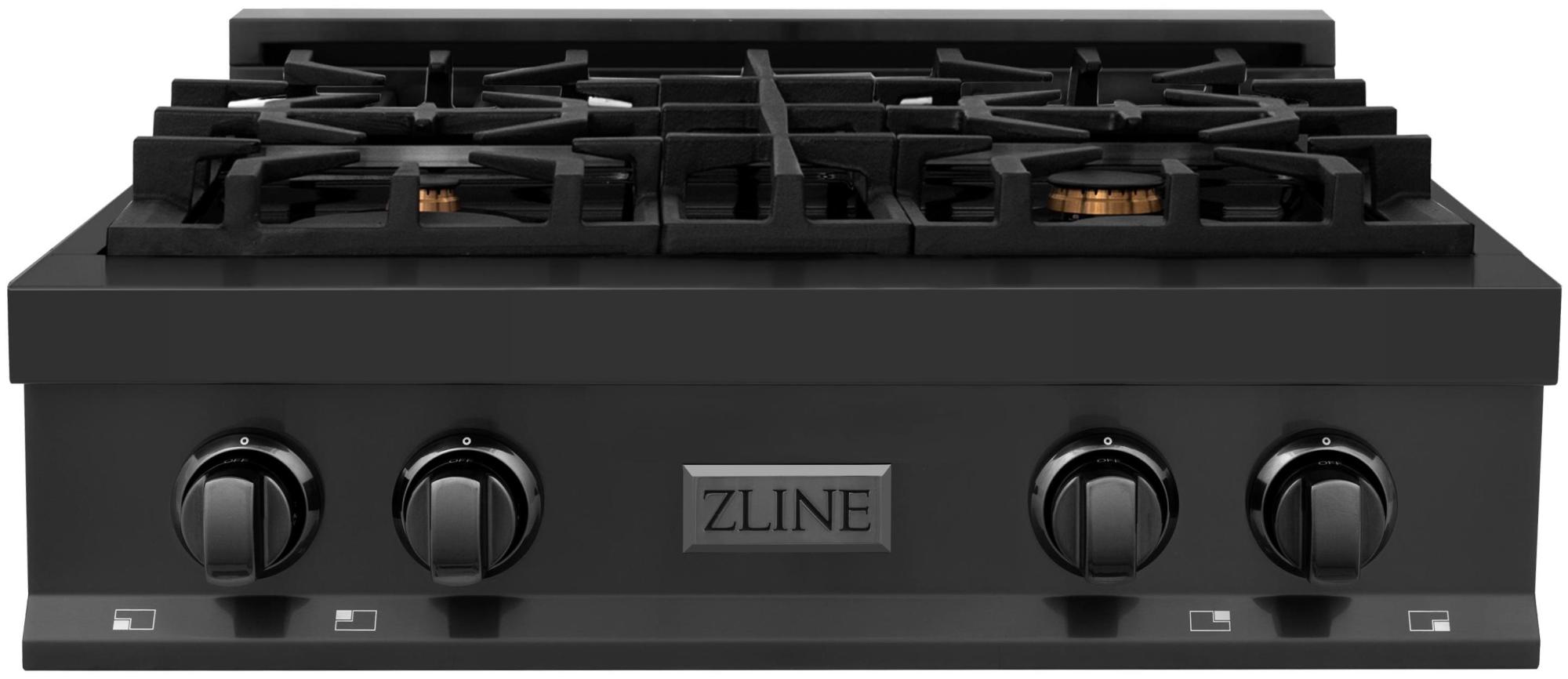 Photos - Cooker Zline RT-BR-30 30 Inch Wide 4 Burner Natural Gas Rangetop with Brass Burners Black Stainless Steel Cooking Appliances Cookto 