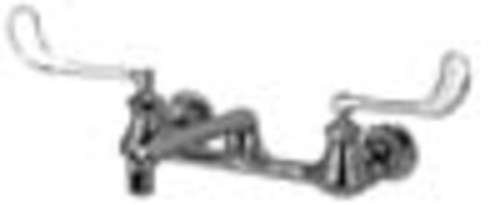 Zurn Z842F6-XL-LSI Wall Mounted Lead Free Double Handle Sink Faucet with 6" Metal Wrist Blades and 2-1/2" Long Swivel Inlets with Integral Stops from
