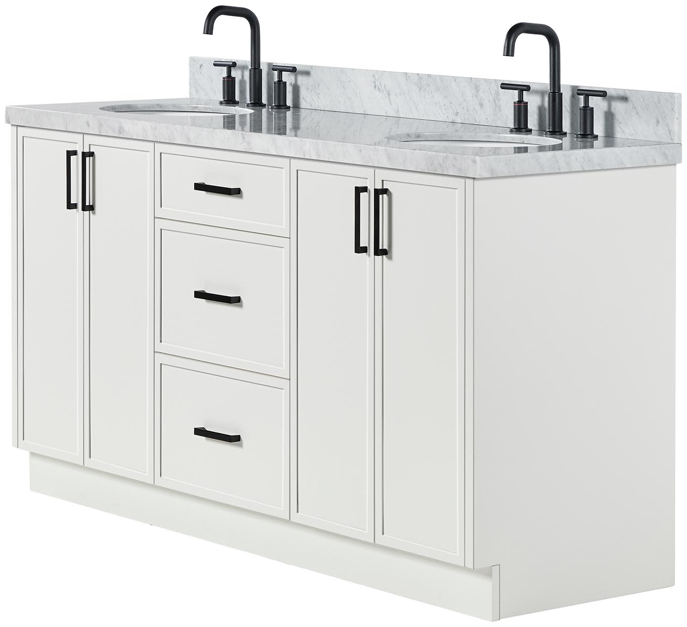 Ariel K67DCWOVO Kelly 67″ – White / Italian Carrara Marble Top / Matte Black