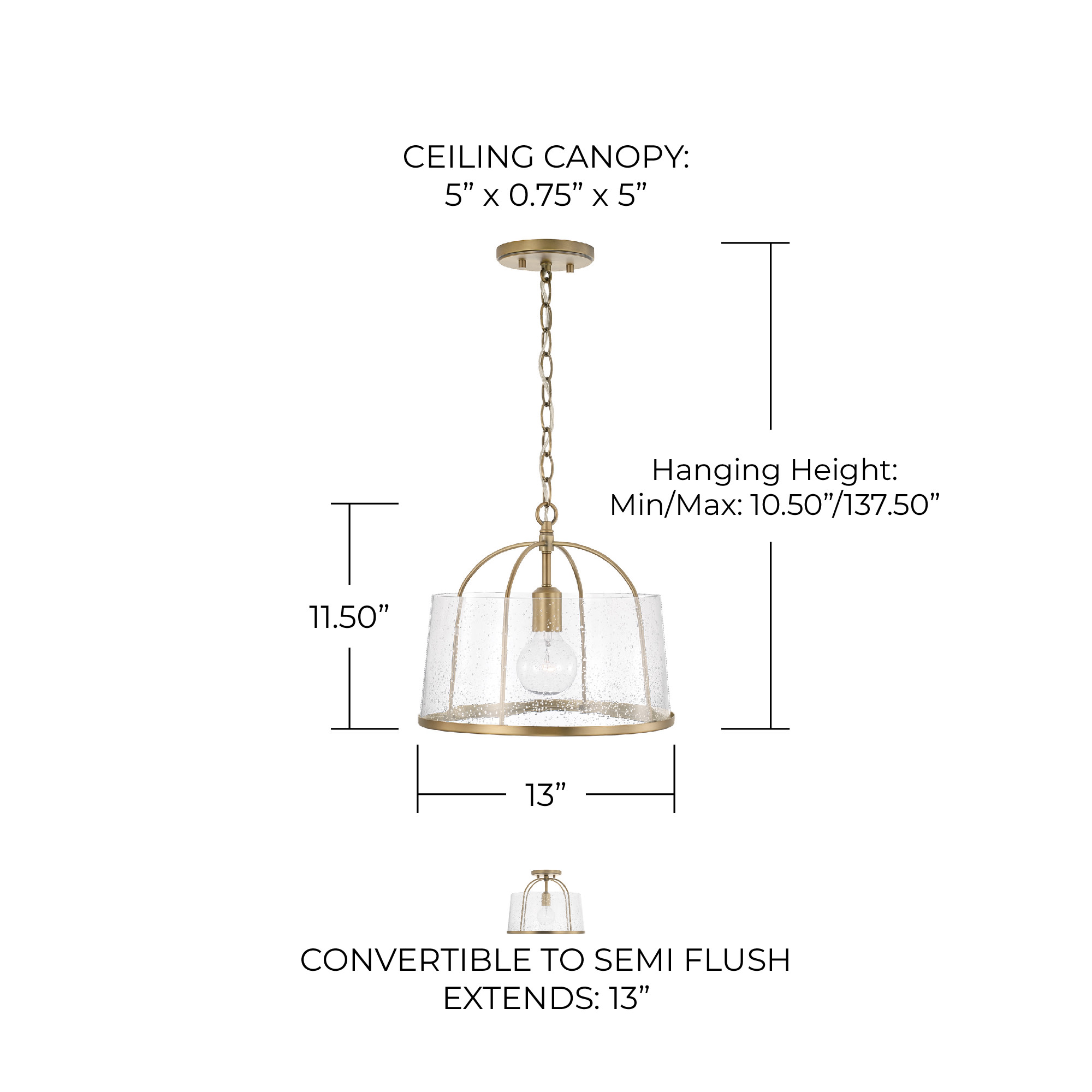 Capital Lighting 247011 Madison 13"W Semi-Flush Drum Ceiling - Brass - Picture 4 of 12