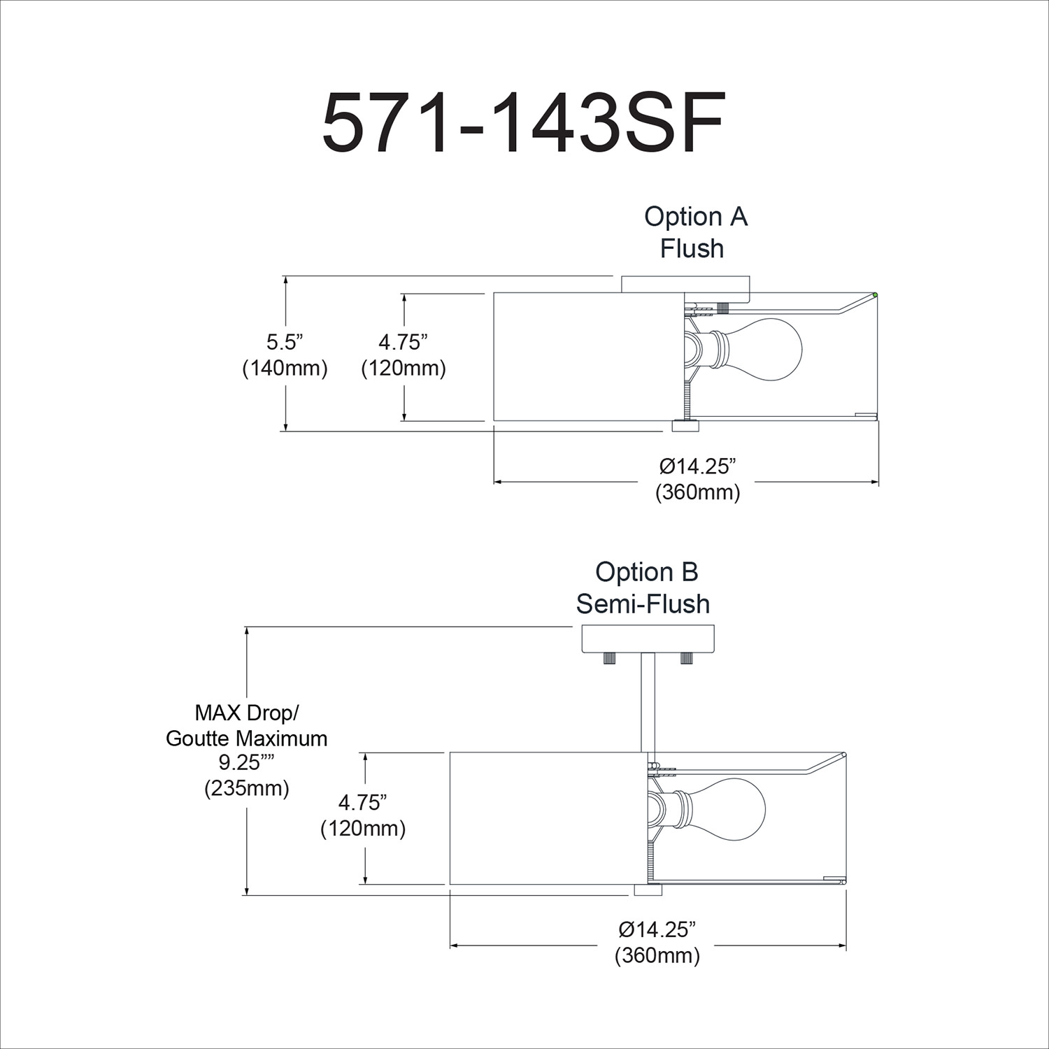 Dainolite 571-143SF Everly 3 Light 14"W Semi-Flush Drum Ceiling - White - Picture 7 of 12