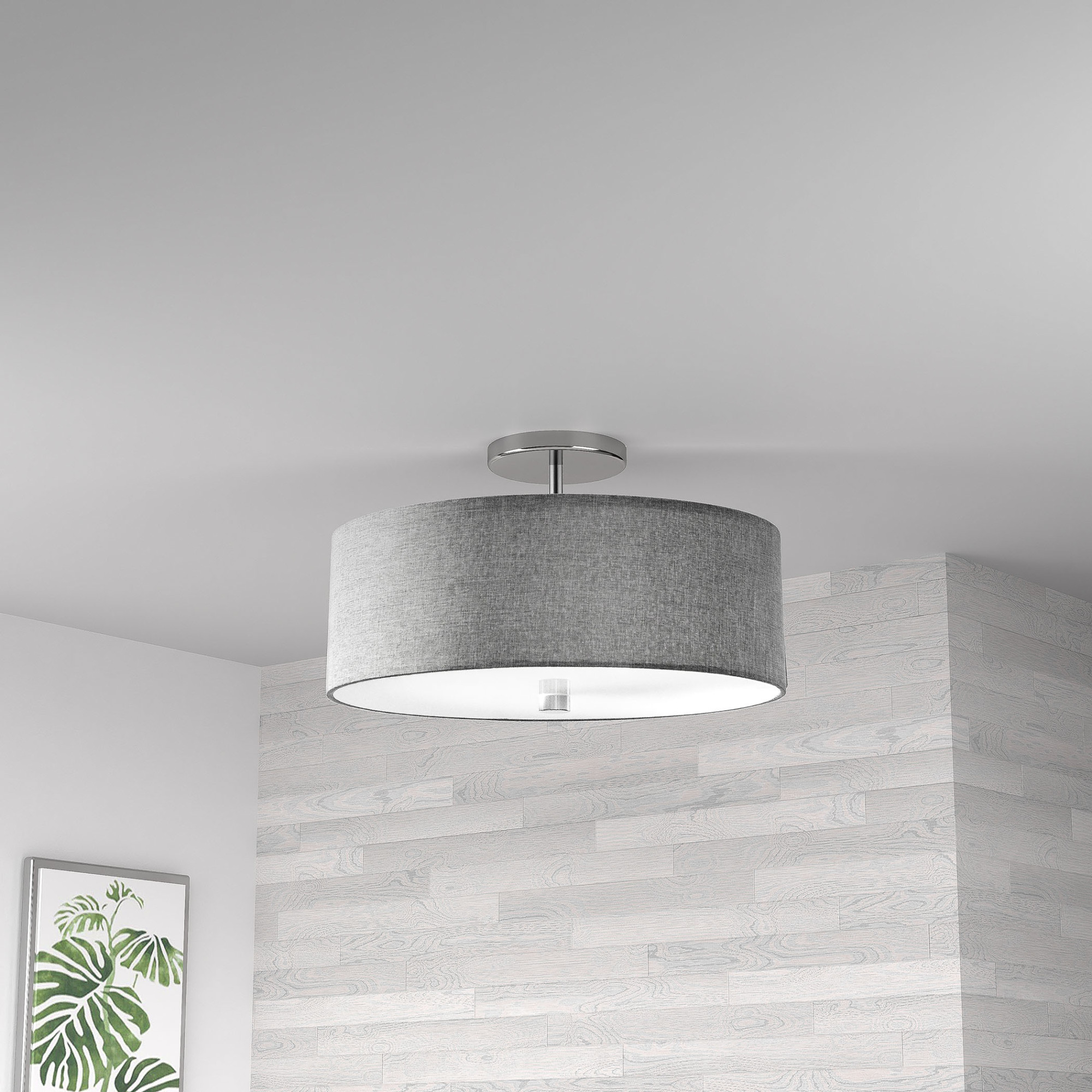 Dainolite 571-143SF Everly 3 Light 14"W Semi-Flush Drum Ceiling - White - Picture 12 of 12