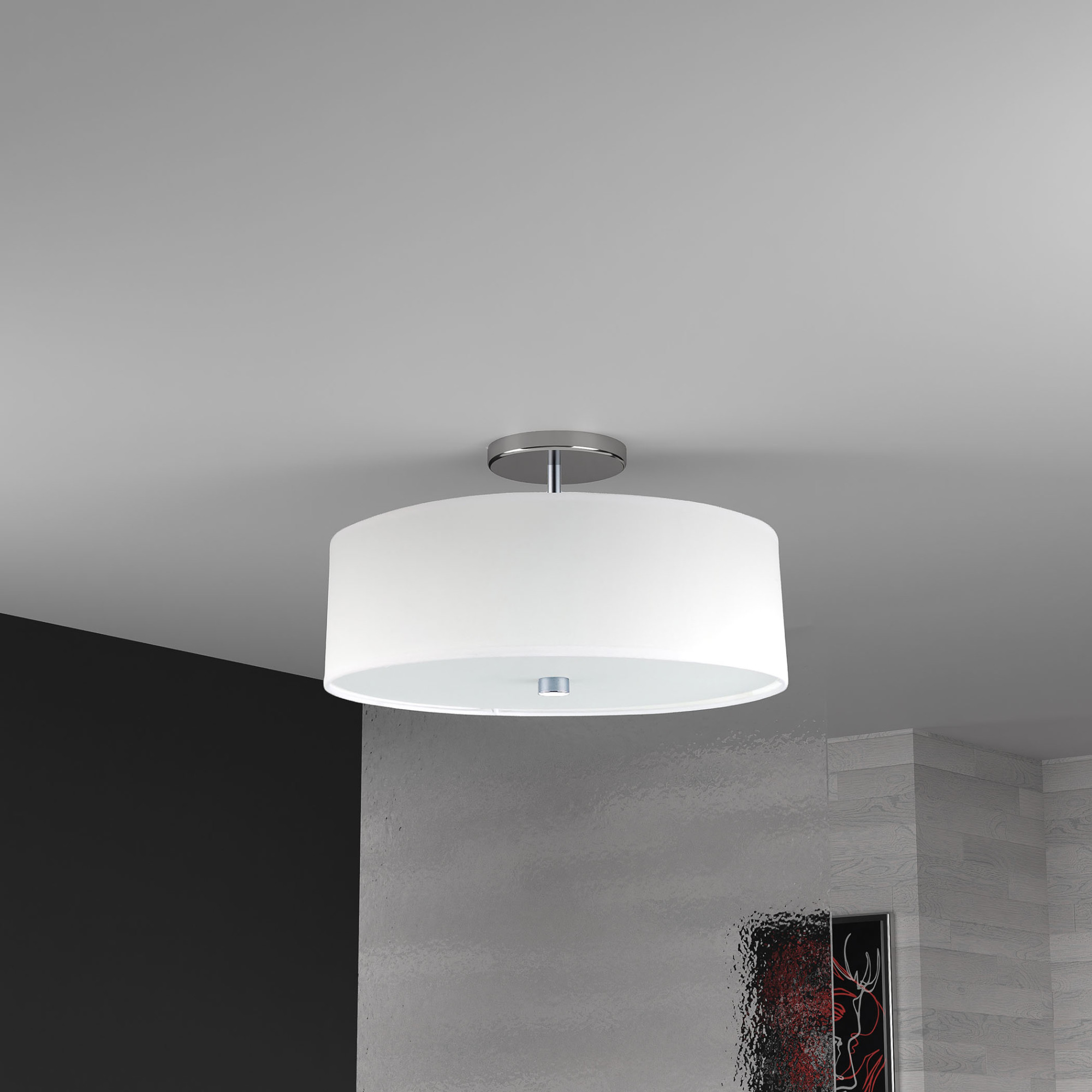 Dainolite 571-143SF Everly 3 Light 14"W Semi-Flush Drum Ceiling - White - Picture 11 of 12
