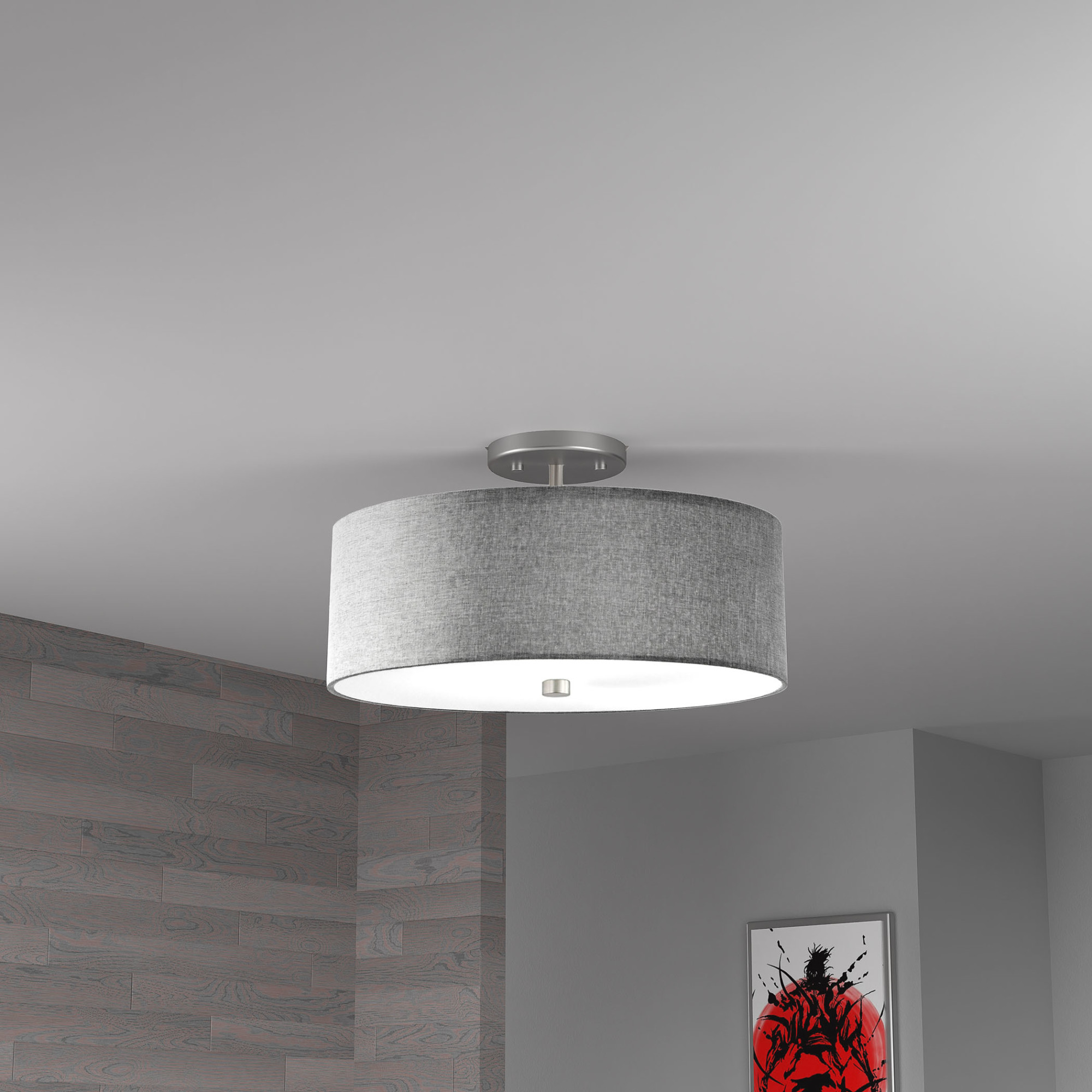 Dainolite 571-143SF Everly 3 Light 14"W Semi-Flush Drum Ceiling - White - Picture 9 of 12