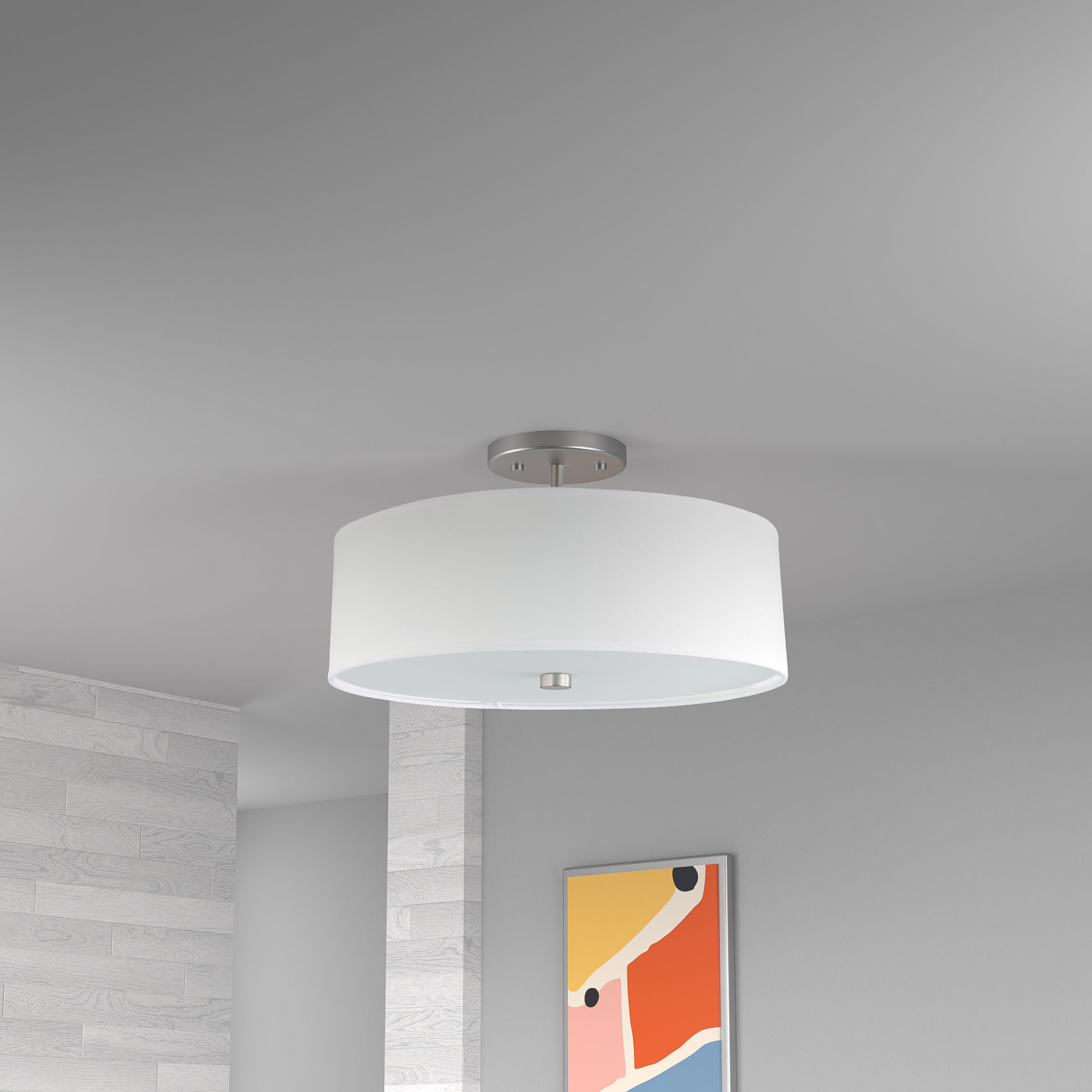 Dainolite 571-143SF Everly 3 Light 14"W Semi-Flush Drum Ceiling - White - Picture 8 of 12