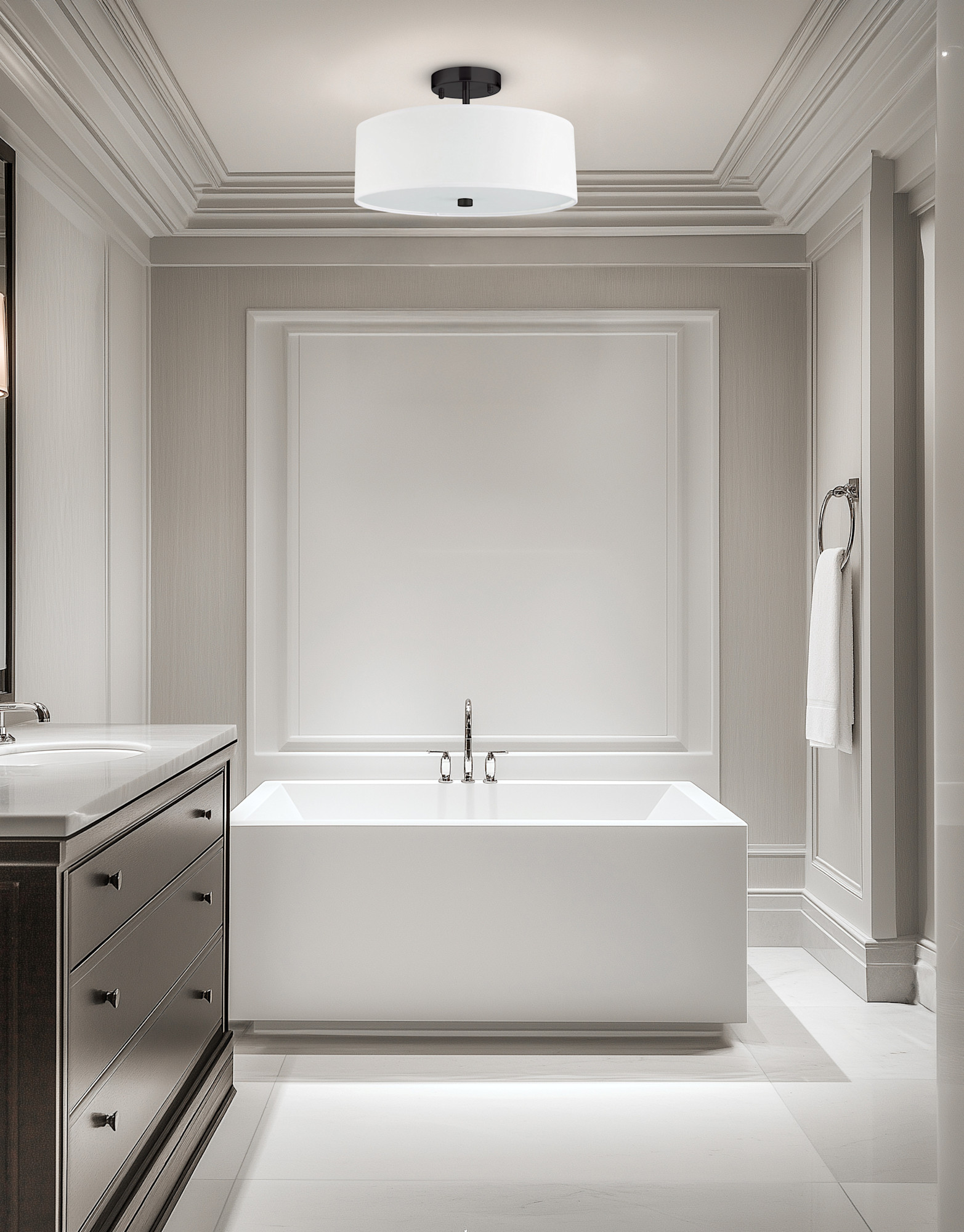 Dainolite 571-143SF Everly 3 Light 14"W Semi-Flush Drum Ceiling - White - Picture 2 of 12