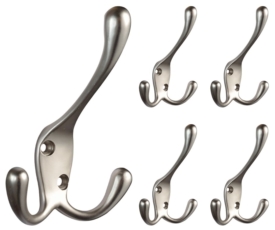 Franklin Brass B42306M-C Triple Prong Coat and Hat Hook - 5 Pack