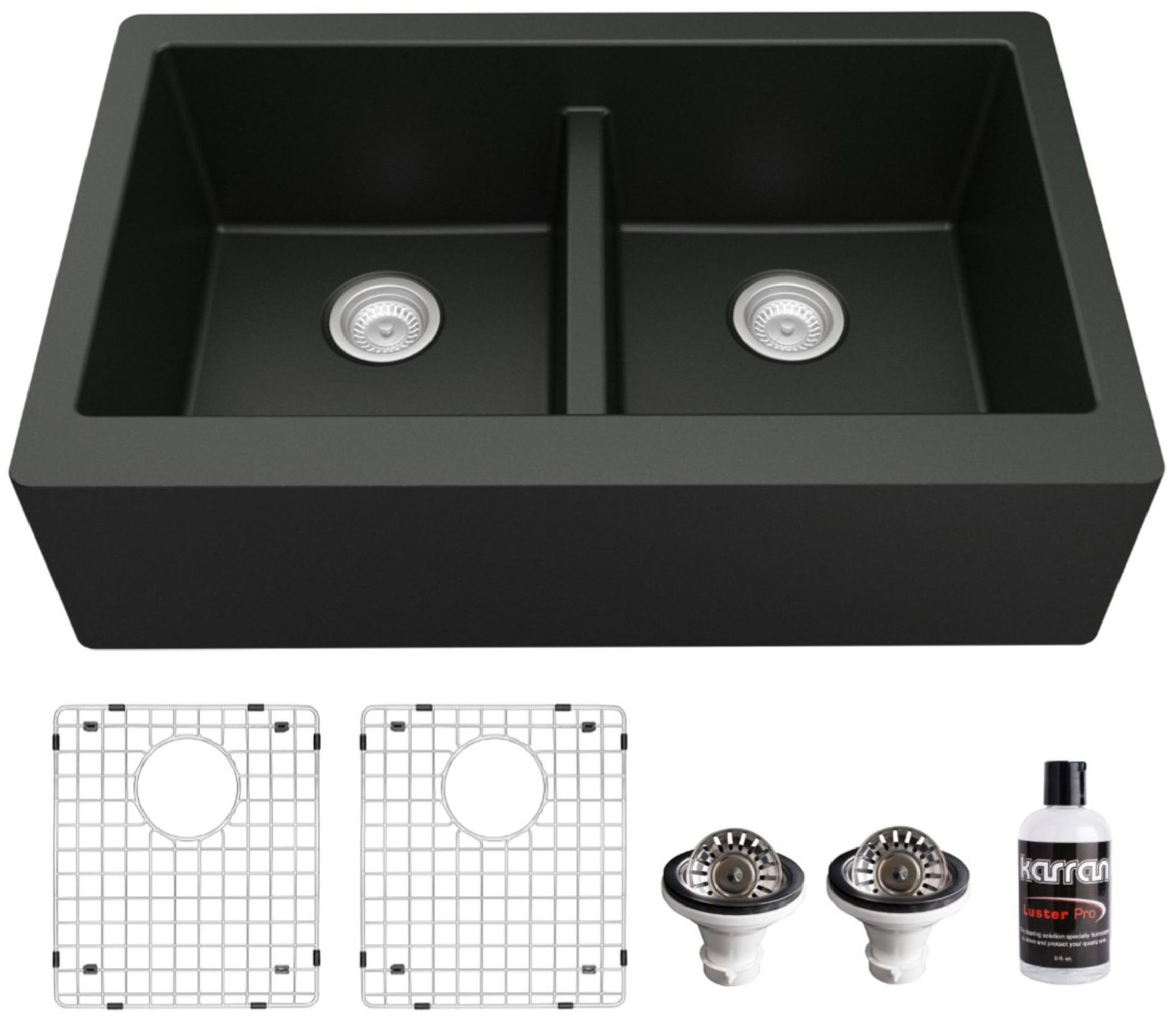 Karran USA QA-750-PK1 Quartz QA 34" Farmhouse Double Basin Quartz - Picture 13 of 17