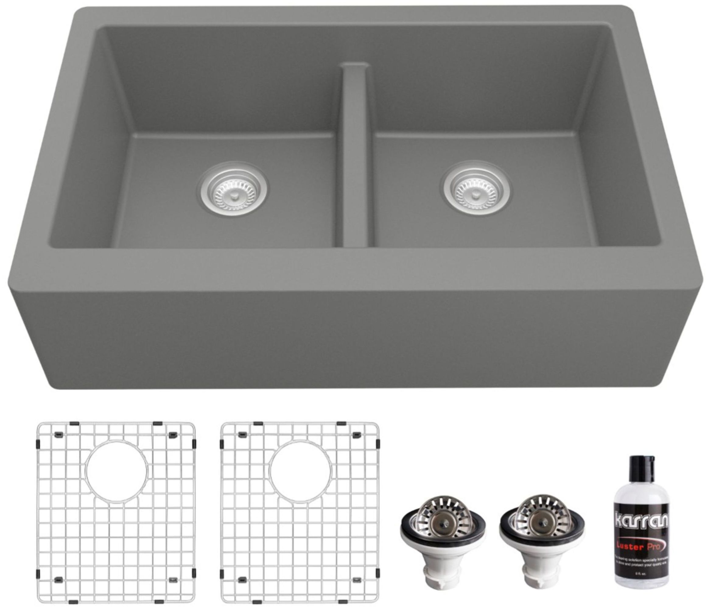 Karran USA QA-750-PK1 Quartz QA 34" Farmhouse Double Basin Quartz - Picture 16 of 17
