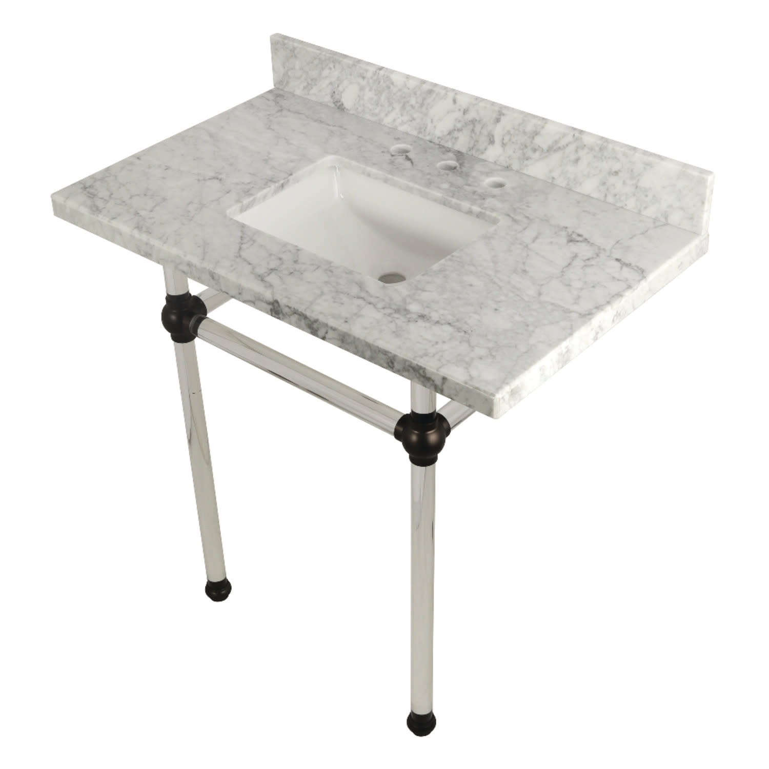 Kingston Brass KVPB36MASQ Templeton 36" Rectangular Marble Wall - Carrara Marble - Picture 10 of 12