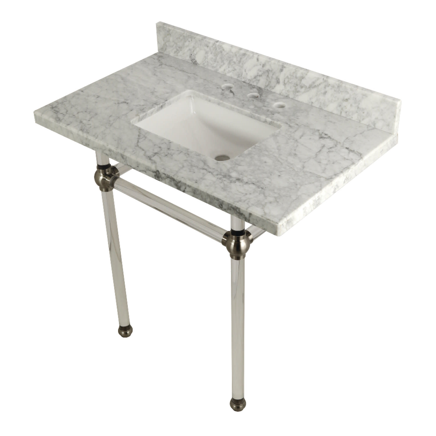 Kingston Brass KVPB36MASQ Templeton 36" Rectangular Marble Wall - Carrara Marble - Picture 9 of 12