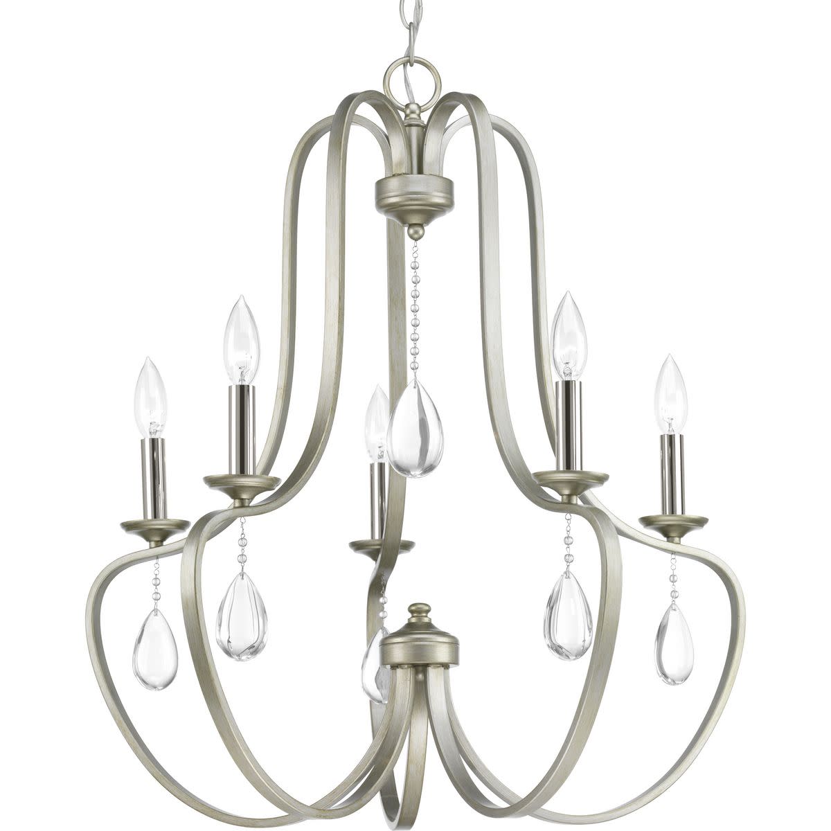 Progress Lighting P400087 Silver Anjoux 5-Light 25"W Crystal Chandelier