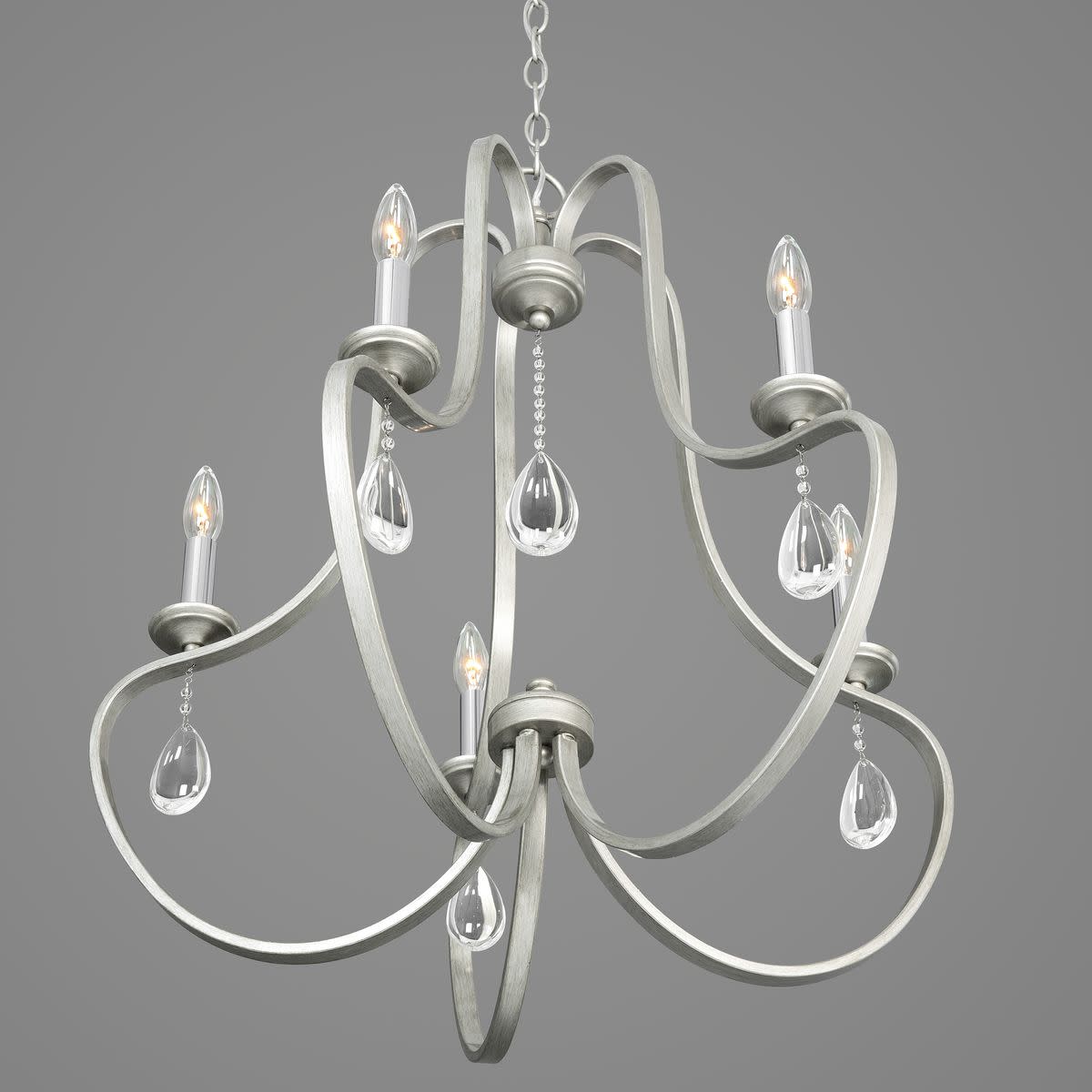 Progress Lighting P400087 Silver Anjoux 5-Light 25"W Crystal Chandelier - Picture 9 of 11