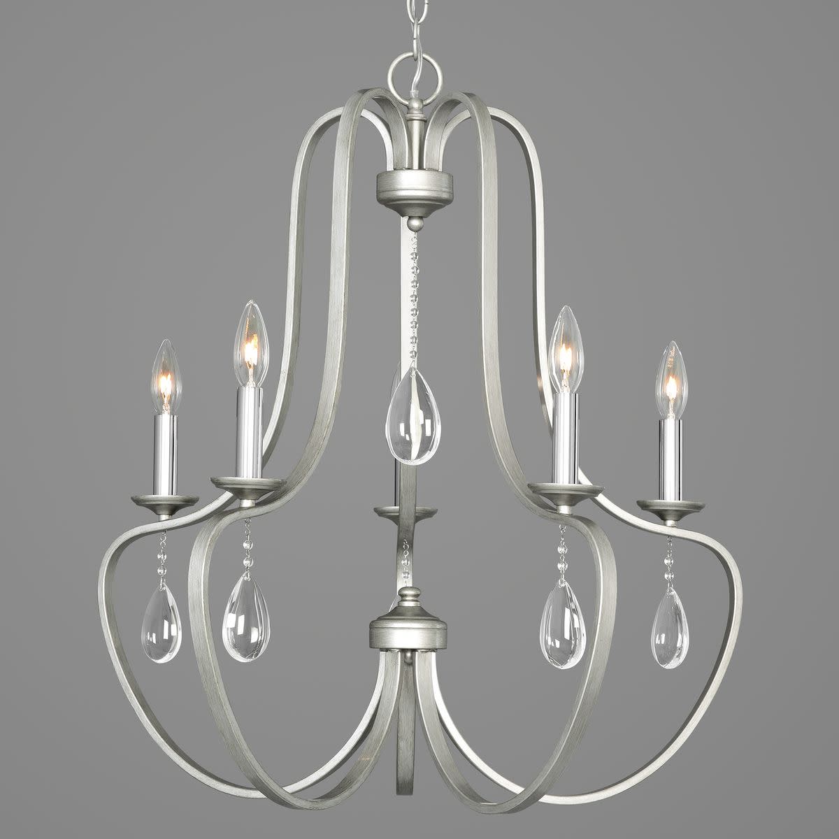 Progress Lighting P400087 Silver Anjoux 5-Light 25"W Crystal Chandelier - Picture 8 of 11