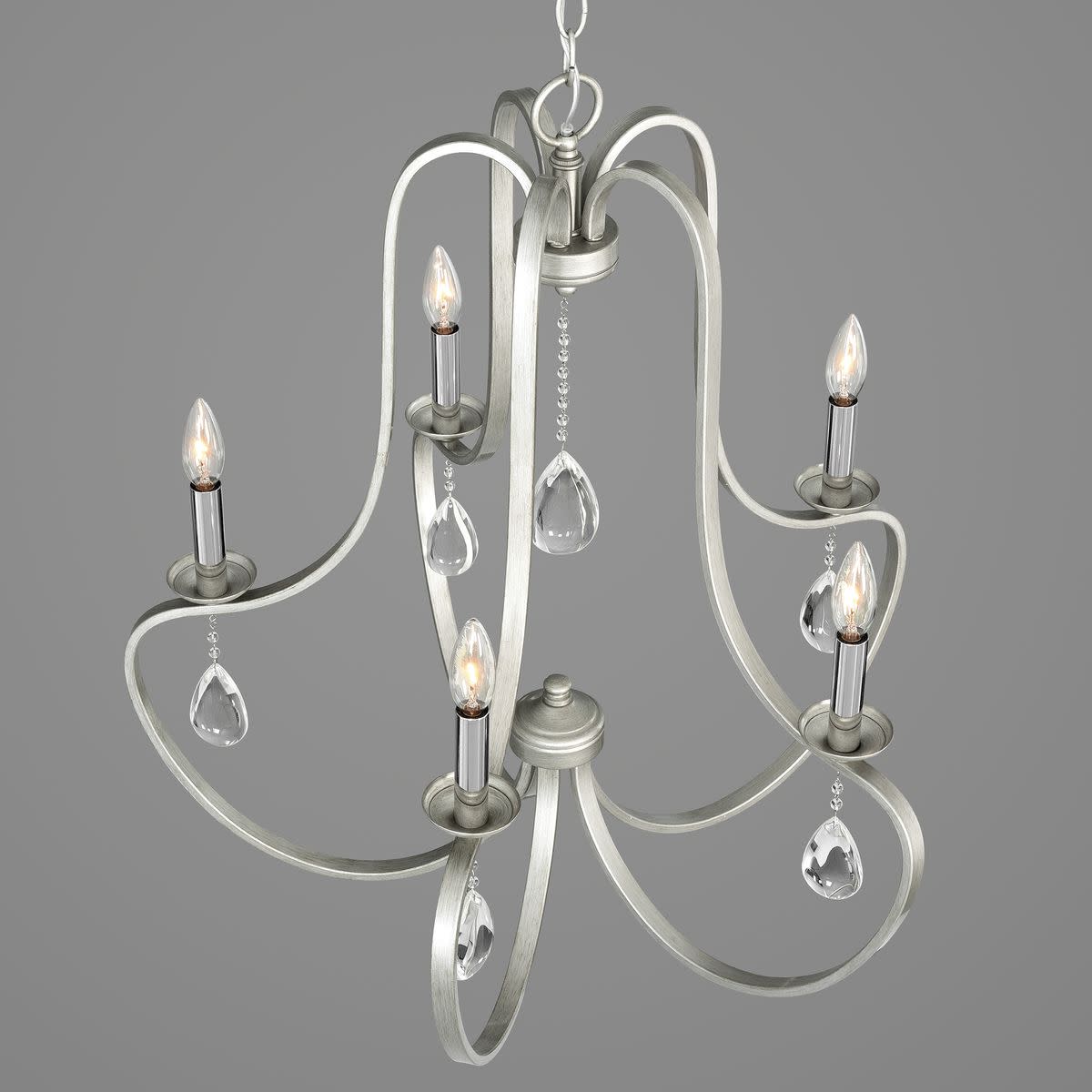 Progress Lighting P400087 Silver Anjoux 5-Light 25"W Crystal Chandelier - Picture 3 of 11