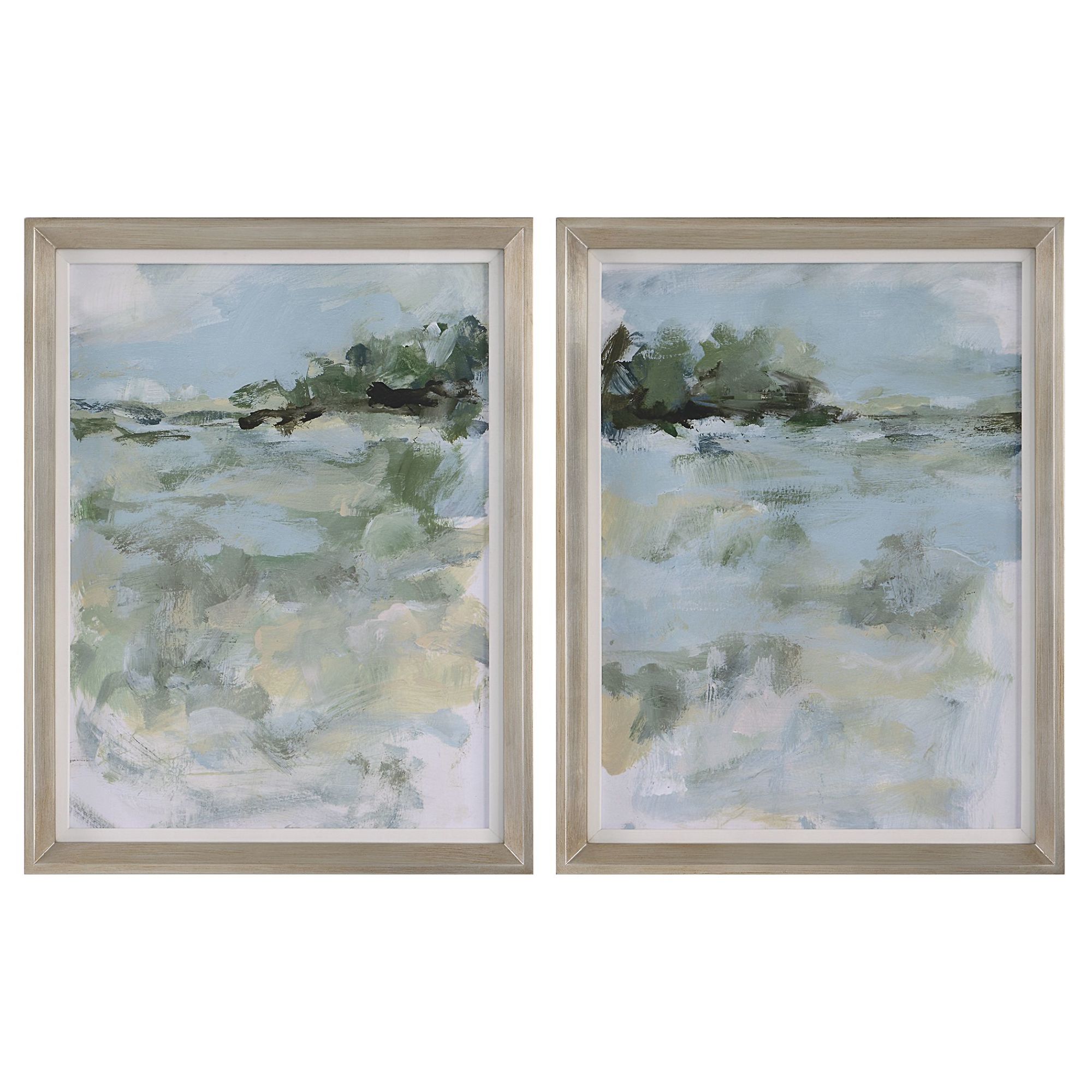 Uttermost 41454 Far Away View 27" x 27" Framed Abstract Paintings - Grey - Picture 1 of 5