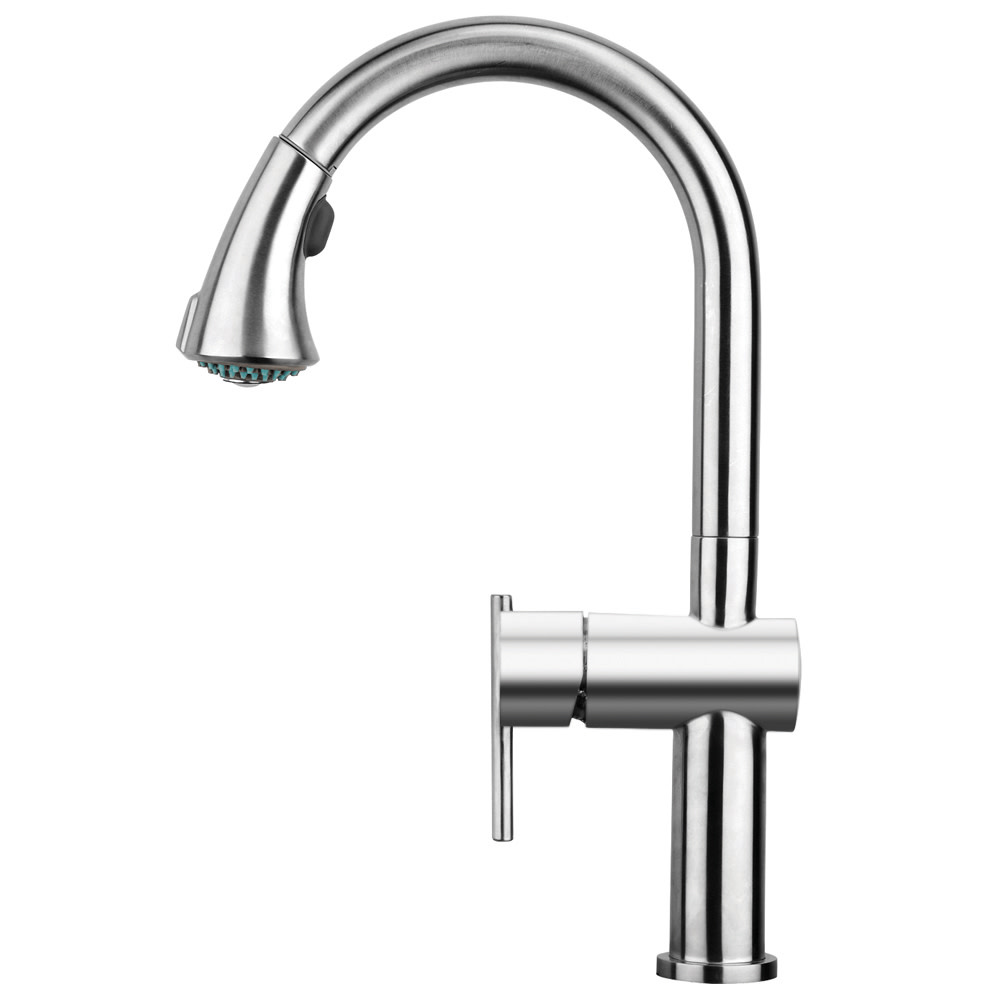 Whitehaus WHS1971-SK Waterhaus 1 Hole Pull Down Kitchen Faucet - Stainless Steel