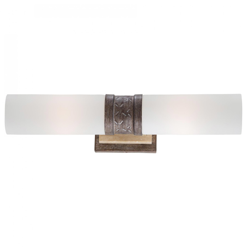 Photos - Chandelier / Lamp Minka Lavery 4462 2 Light Double Sconce Wall Sconce from the Compositions Collection Aged Patina Iron With Travertine Stone