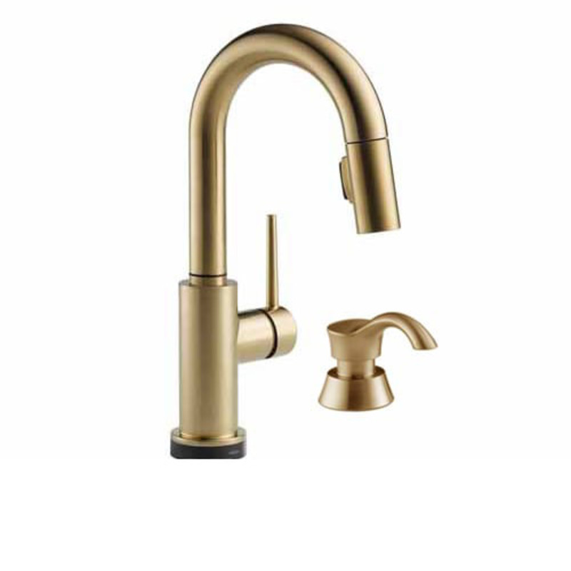 Delta 9959T-DST-SD Trinsic Pull-Down Bar/Prep Faucet with On/Off Touch Activation Magnetic Docking Spray Head and Soap/Lotion Dispenser - Includes