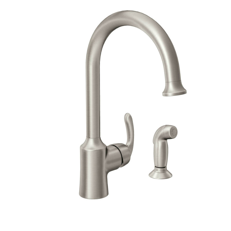 Moen 87301 Bayhill High Arc Kitchen Faucet with Side Spray and Metal Lever Handle Spot Resist Stainless Faucet Kitchen Single Handle