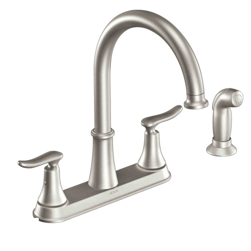 Moen CA87015 Solidad High-Arc Kitchen Faucet with Side Spray Spot Resist Stainless Faucet Kitchen Double Handle
