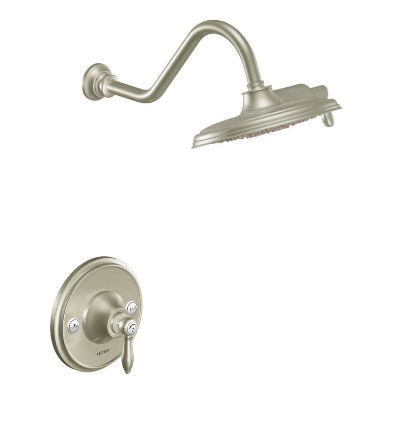 Moen TS32102EP Weymouth Single Handle Posi-Temp Pressure Balanced Multi-Function Shower Trim with Shower Head (Less Valve) Brushed Nickel Showers