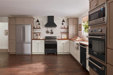 White Kitchen with Viking Appliances - Transitional - Kitchen