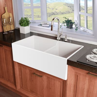 Miseno MNO3320BFC White Inferno 33" Double Basin Farmhouse ...