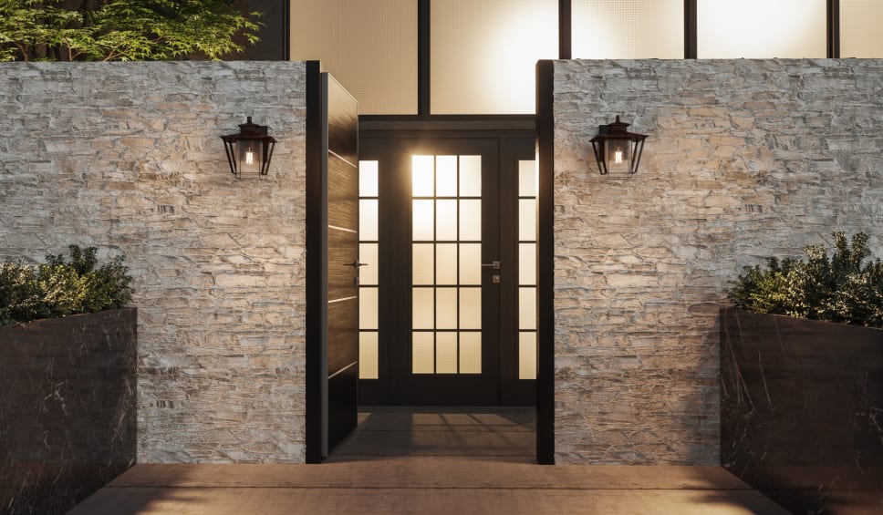 Bellevue outdoor wall lights in home entryway