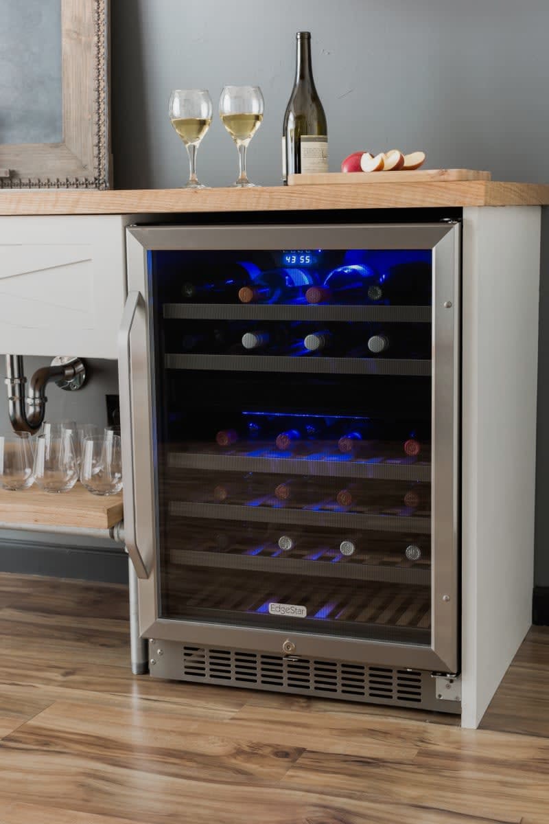 Wine hutch with refrigerator top